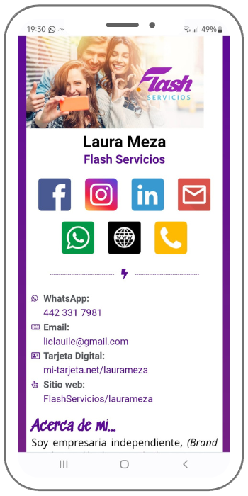 Laura Meza - Flash Servicios - Flash Mobile - ACN - Mi Tarjeta - Tarjeta Digital