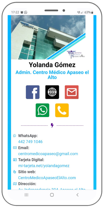 Mockup Yolanda Gomez - Centro Medico Apaseo el Alto Guanajuato - Mi Tarjeta - Tarjeta Digital