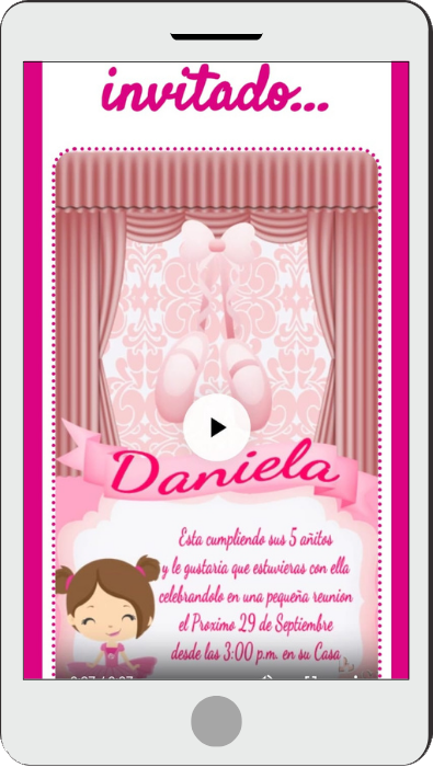 Mockup - invitacion fiesta ballet - invitacion digital - Mi Tarjeta - tarjeta digital