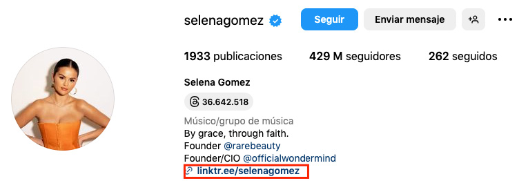 Selena Gomez - Arbol de enlaces - Link in Bio - Link Tree - Mi Tarjeta - Tarjeta Digital